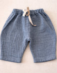 MUSLIN BAGGY PANTS MELANGE BLUE - BABY