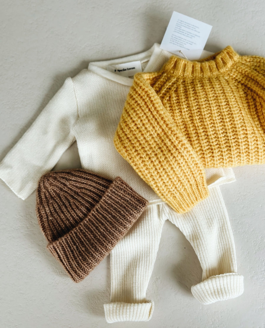 BABY BEANIE WOOL - CAMEL