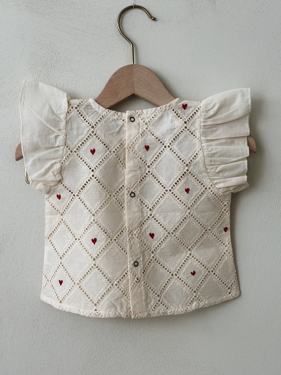 HEARTS RUFFLE TOP - baby & kids