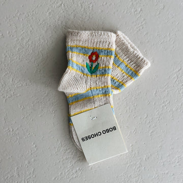 Flower Stripes short socks - baby