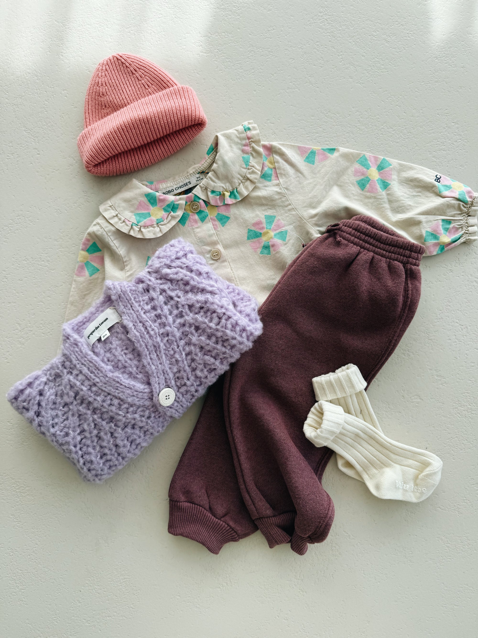 FLEECE TROUSERS BABY GIRL - BORDEAUX