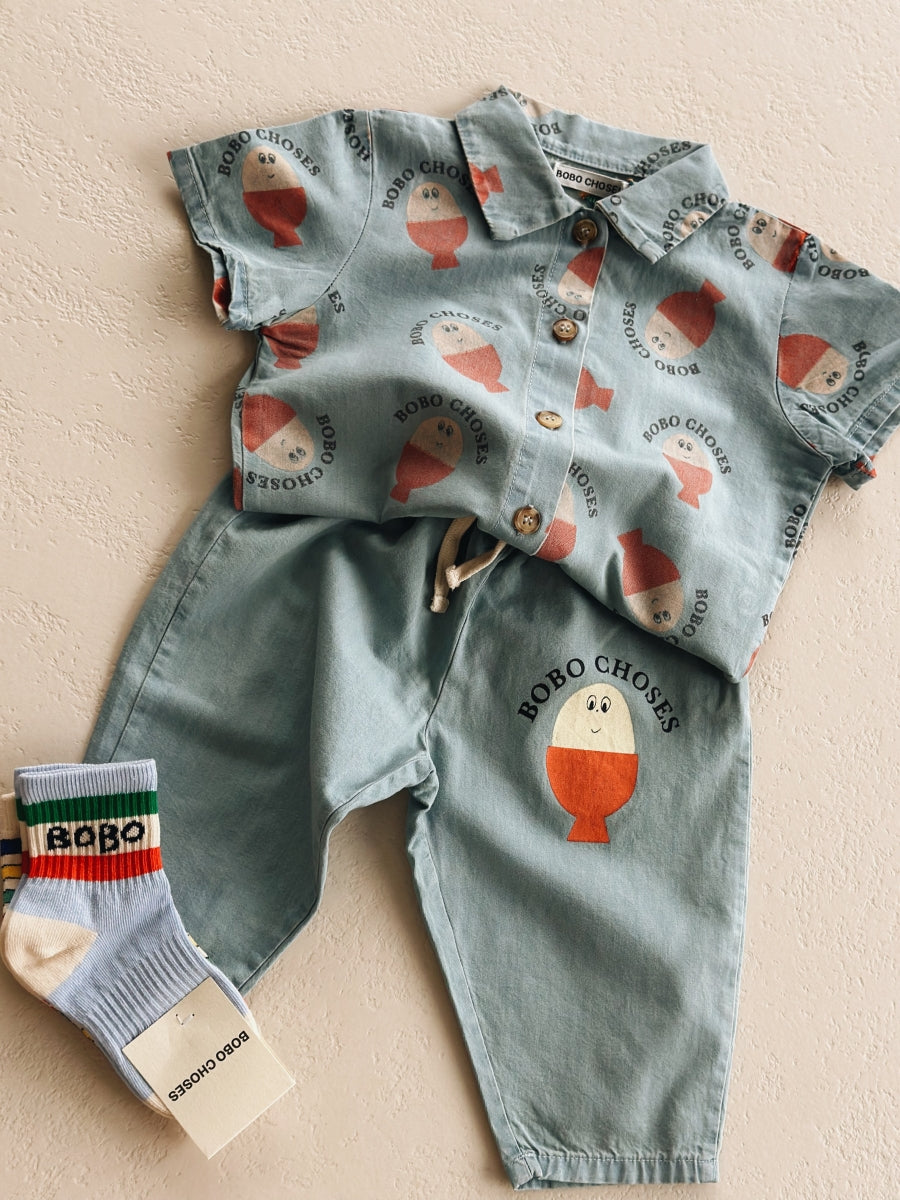 Morning Egg all over denim shirt - baby