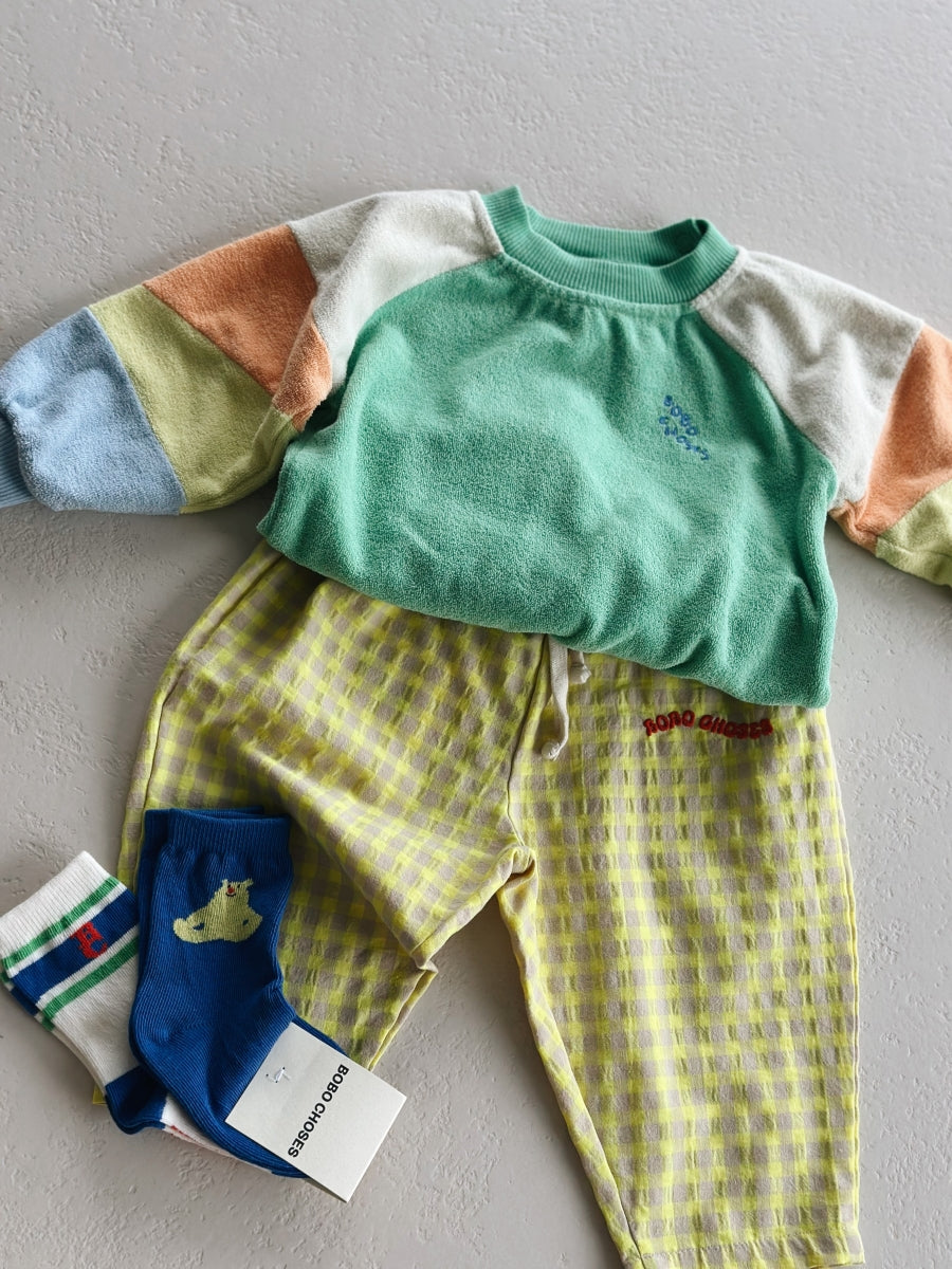 Green color block terry cloth sweatshirt - baby