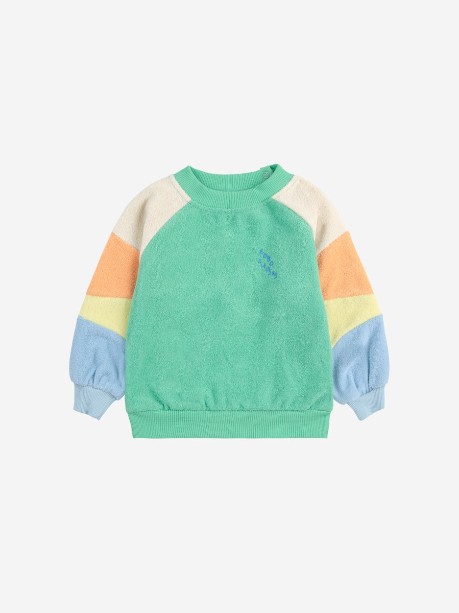 Green color block terry cloth sweatshirt - baby