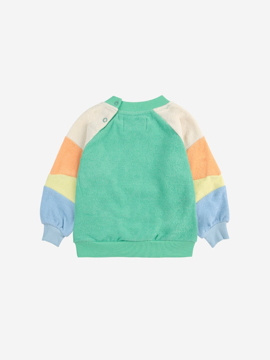 Green color block terry cloth sweatshirt - baby