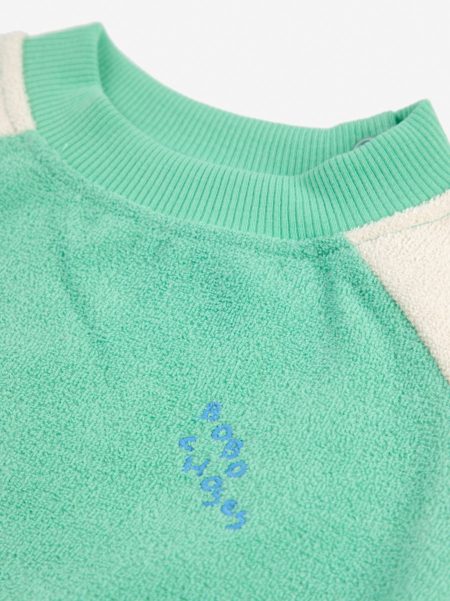 Green color block terry cloth sweatshirt - baby