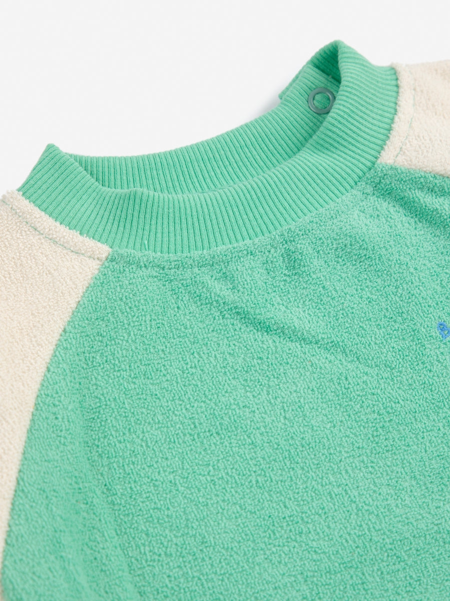 Green color block terry cloth sweatshirt - baby