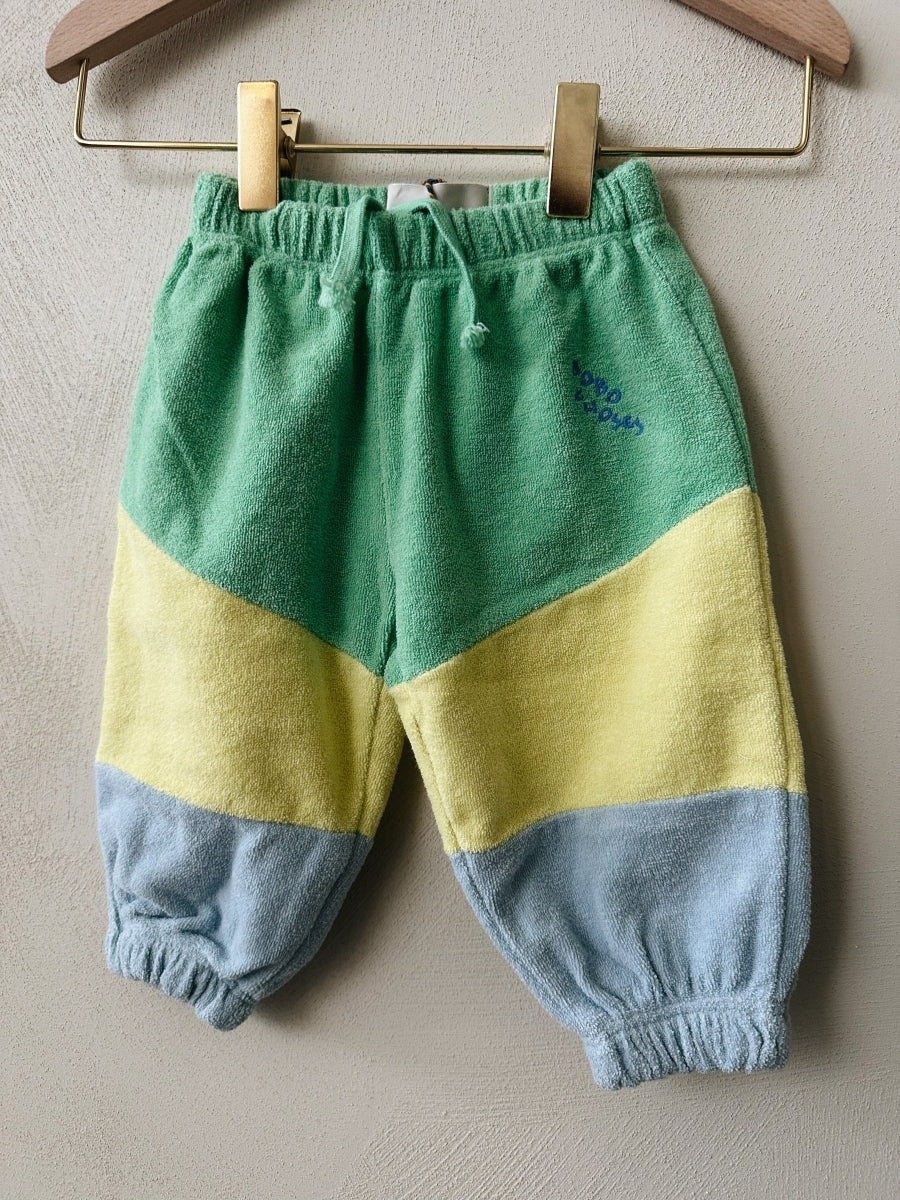 Green color block jogging pants - baby