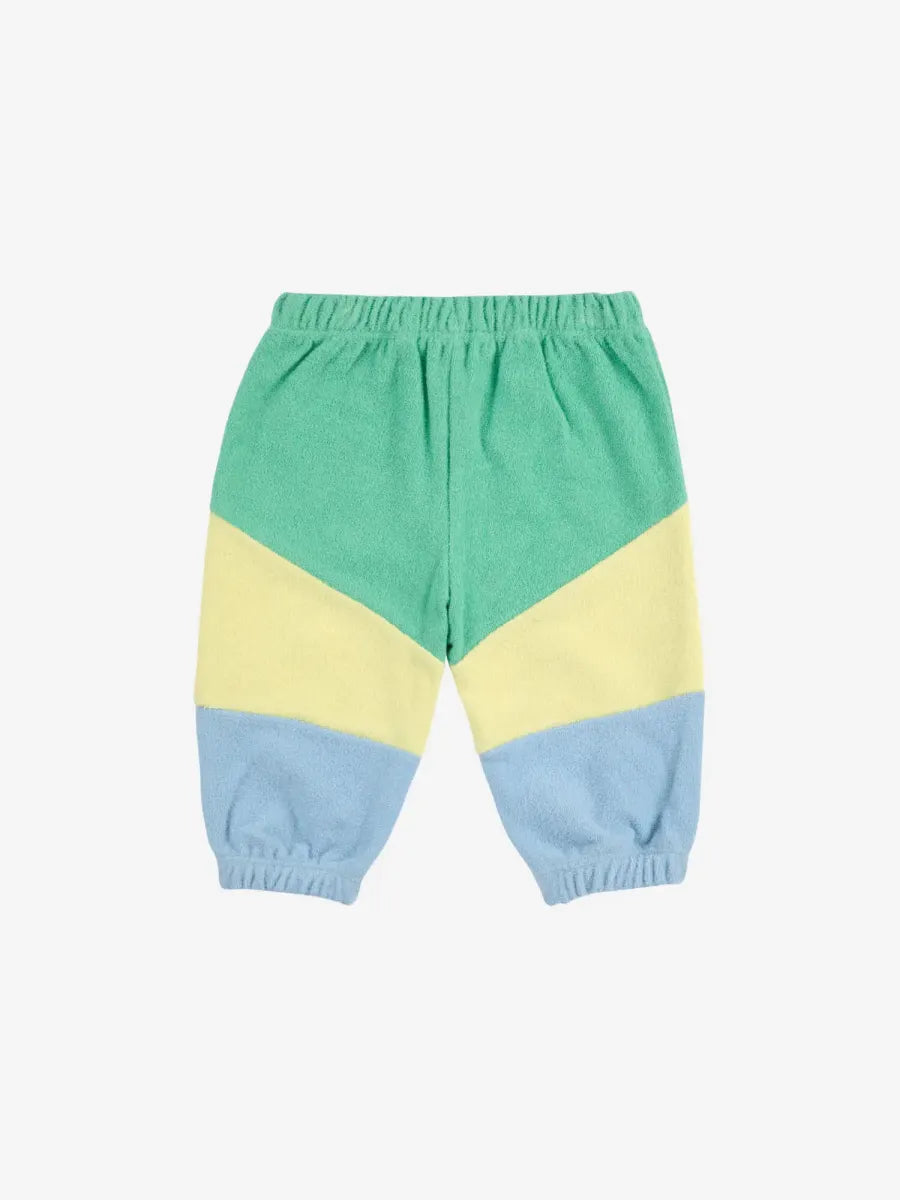 Green color block jogging pants - baby