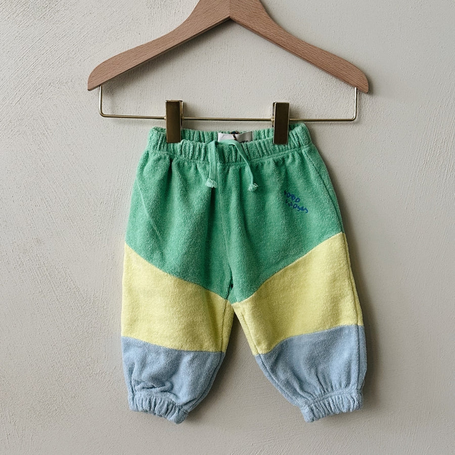 Green color block jogging pants - baby