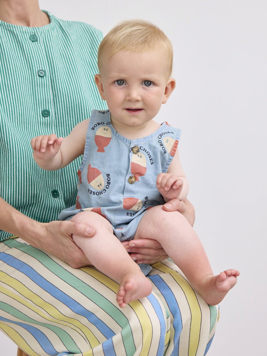 Morning Egg all over denim playsuit - baby