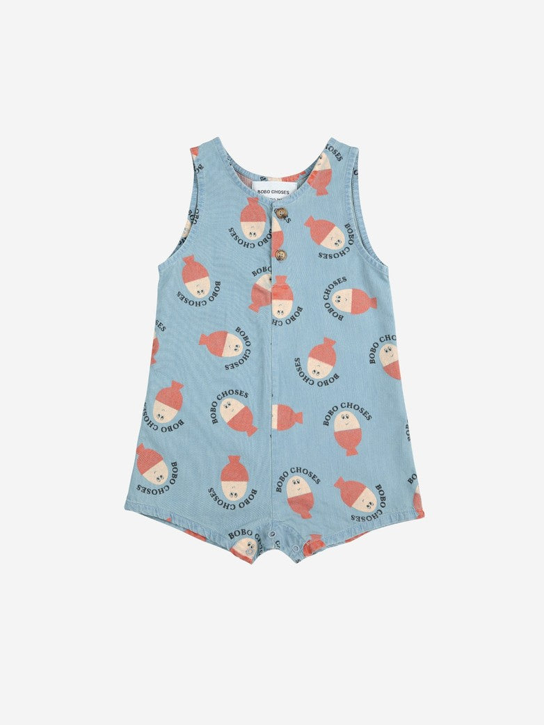 Morning Egg all over denim playsuit - baby