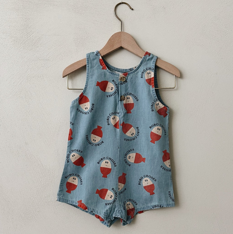 Morning Egg all over denim playsuit - baby