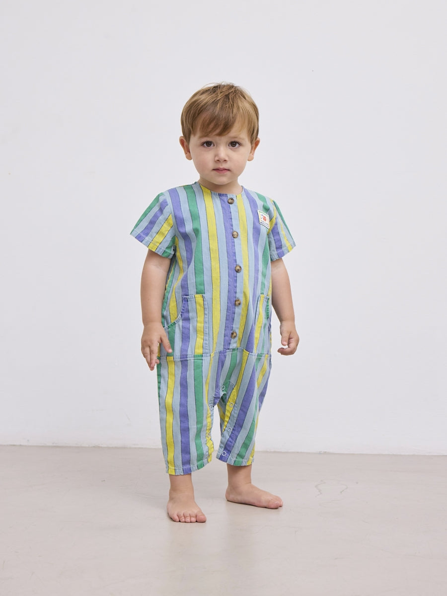 Multicolor Stripes denim overall - baby