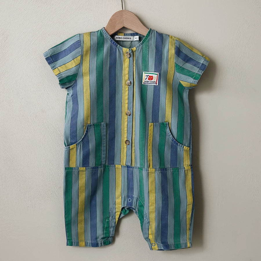 Multicolor Stripes denim overall - baby