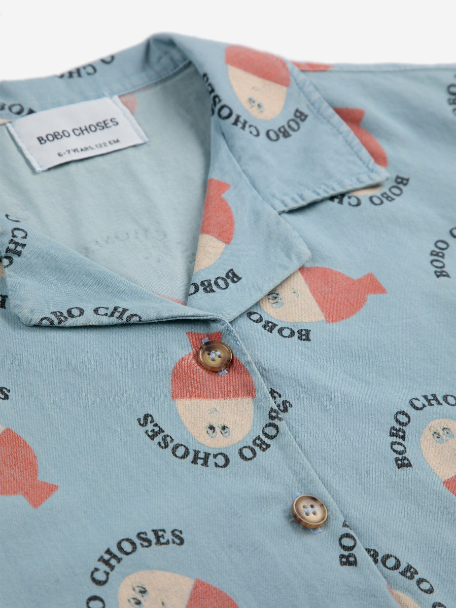 Morning Egg all over light denim shirt - Kids