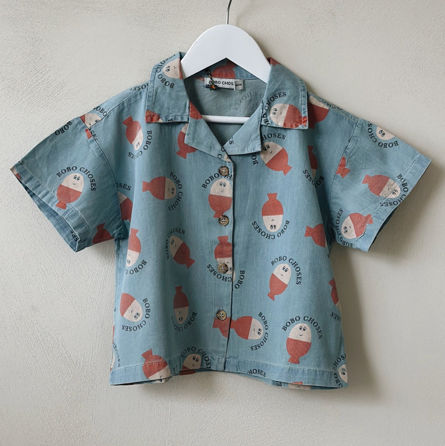 Morning Egg all over light denim shirt - Kids