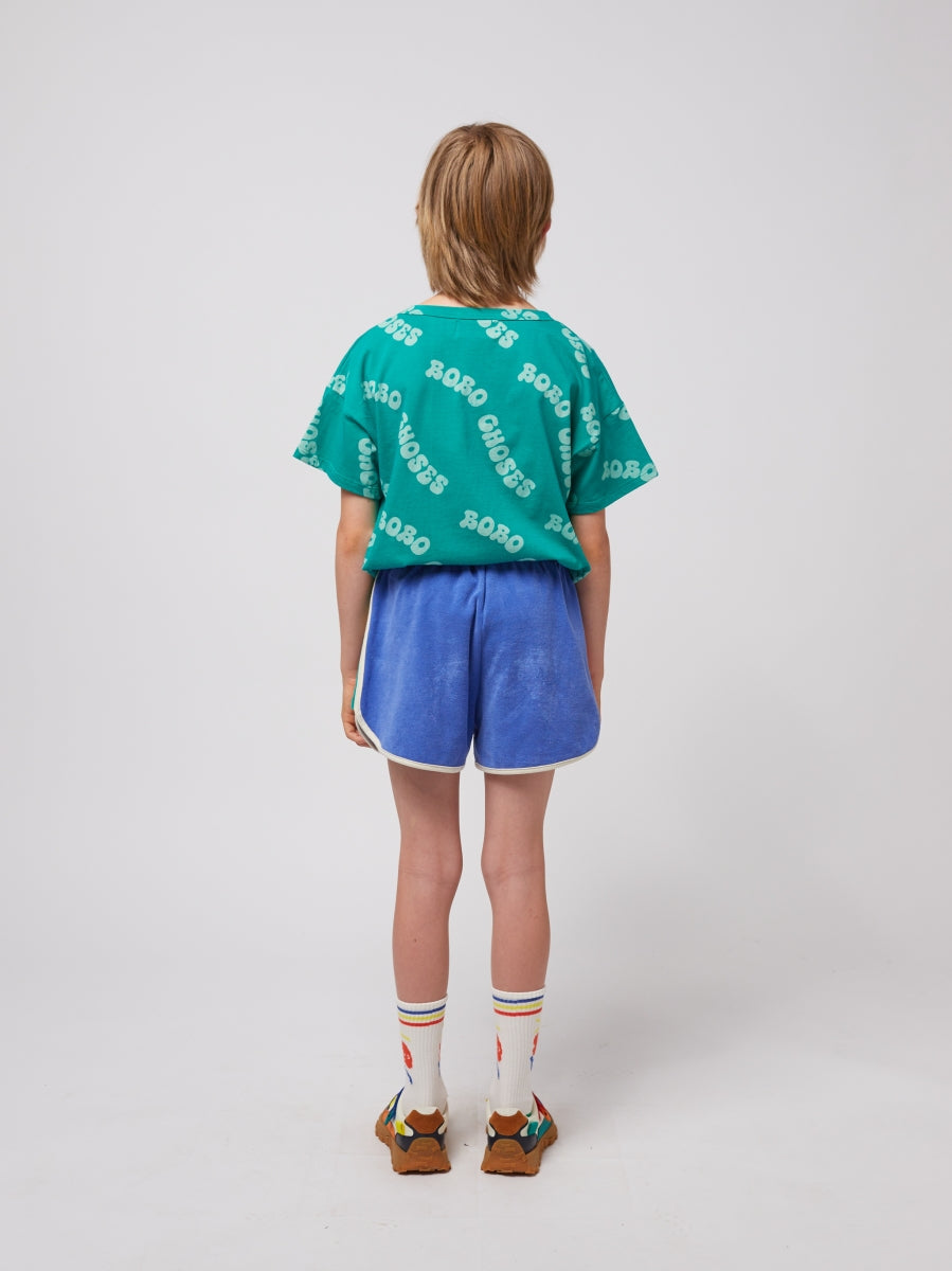 Smiling color block terry cloth shorts - kids