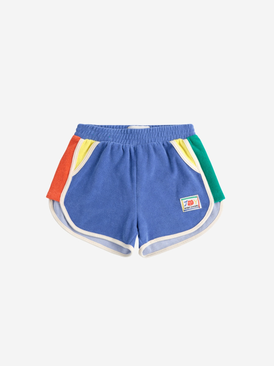 Smiling color block terry cloth shorts - kids