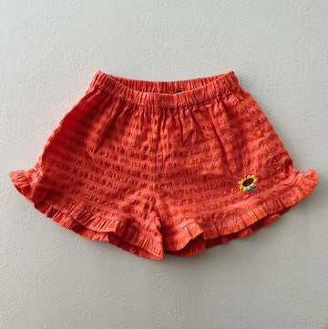 Vichy ruffle woven shorts - kids