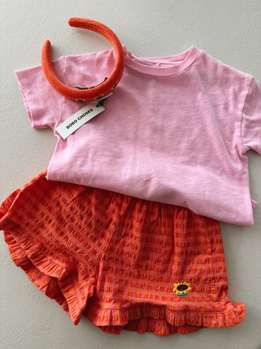 Vichy ruffle woven shorts - kids