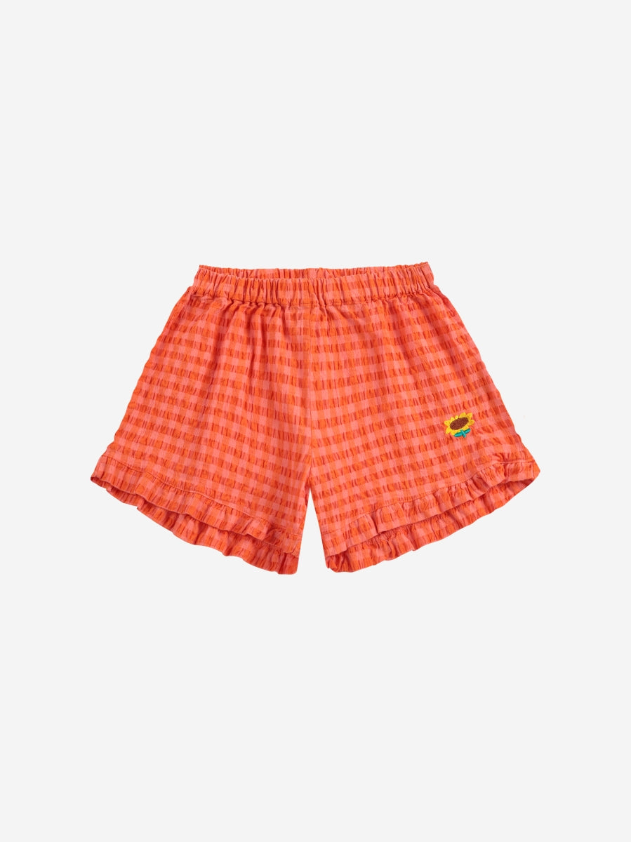 Vichy ruffle woven shorts - 4y