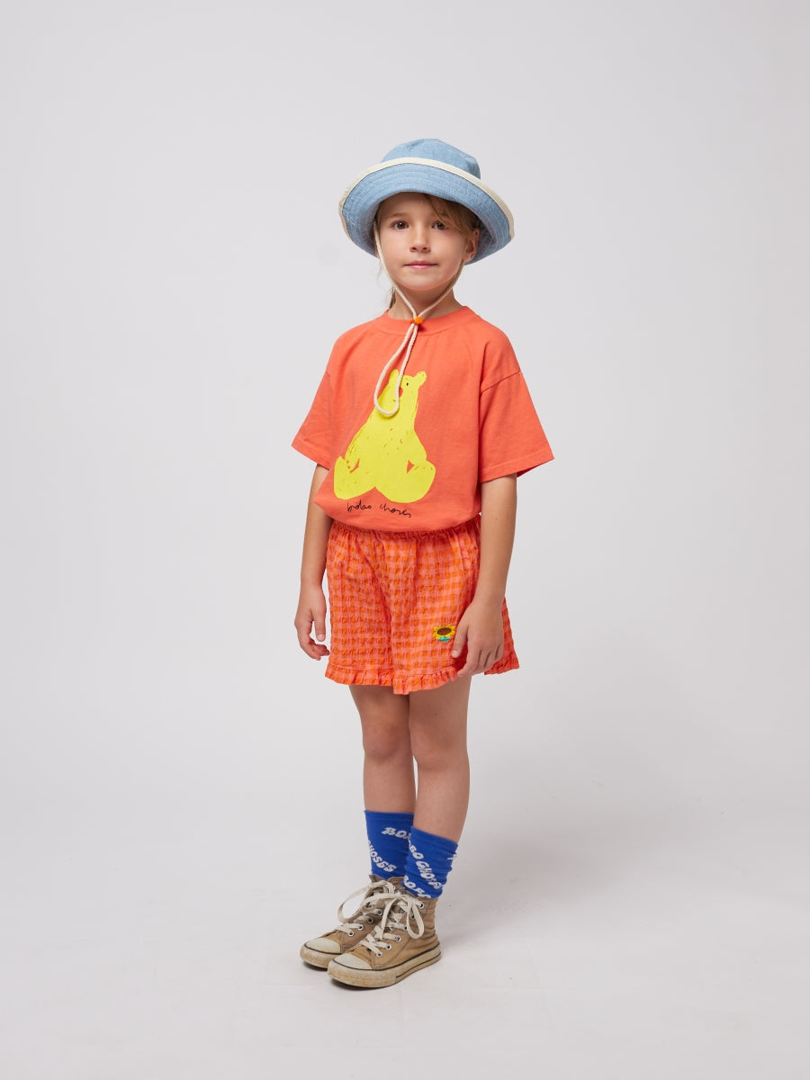 Vichy ruffle woven shorts - kids