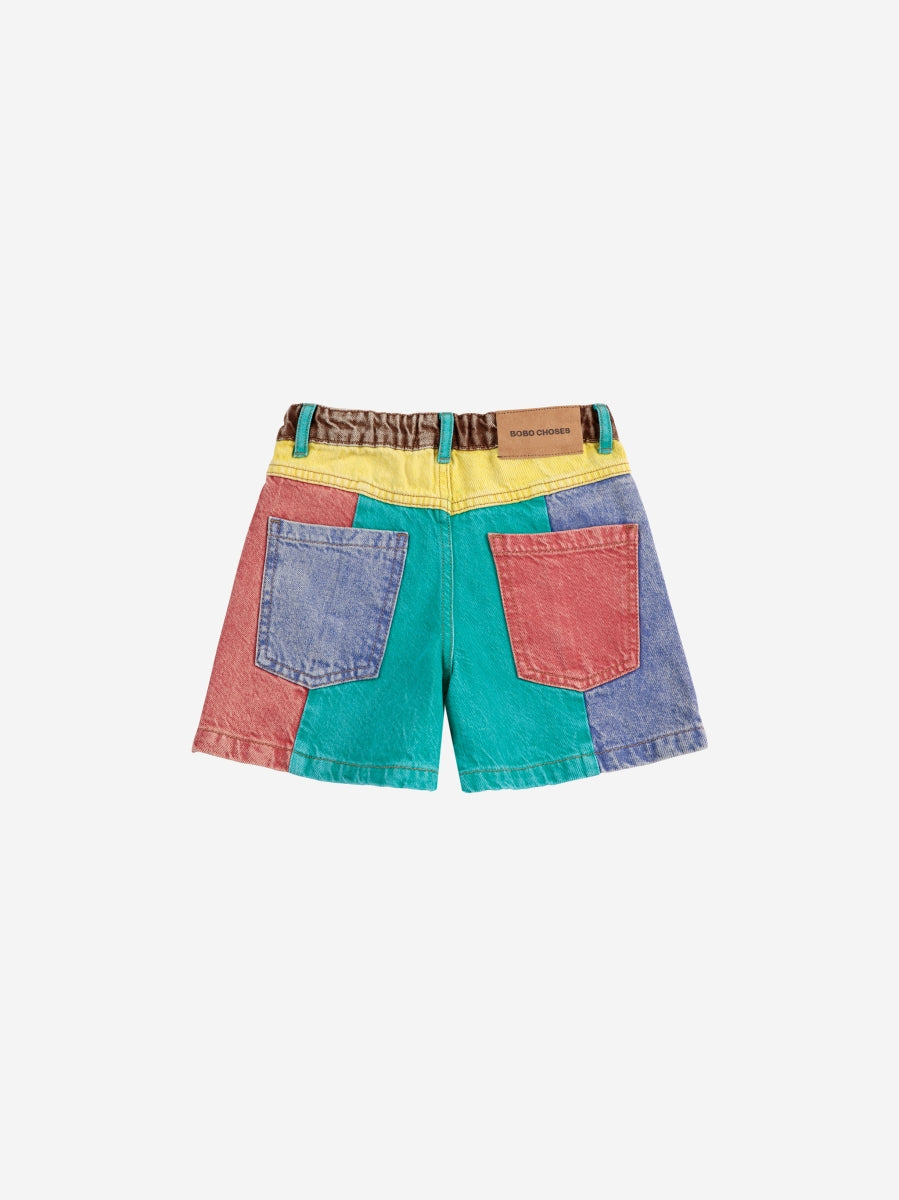 Color block denim shorts - kids