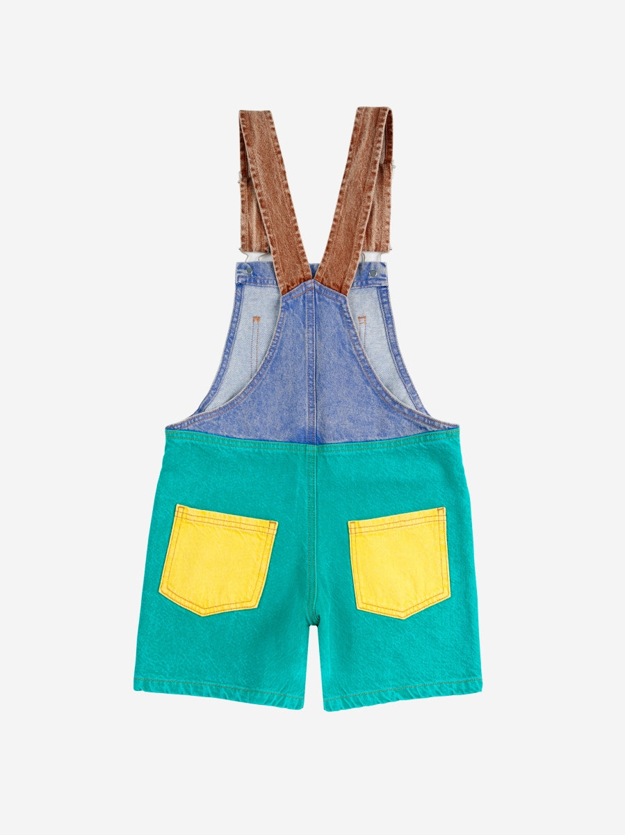 Smiling color block denim dungaree - kids