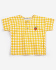 Pixel Strawberry vichy woven blouse - BABY