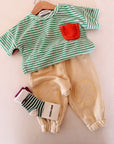Green Stripes terry cloth Tshirt - BABY