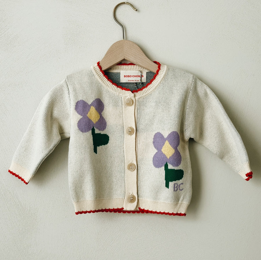 Baby Pansy Flower cardigan - last ones 6&18m