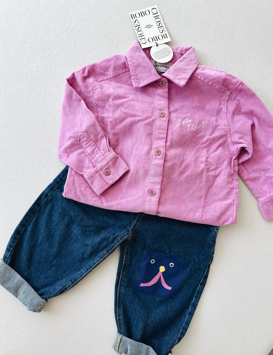 Bobo Choses embroidery corduroy shirt