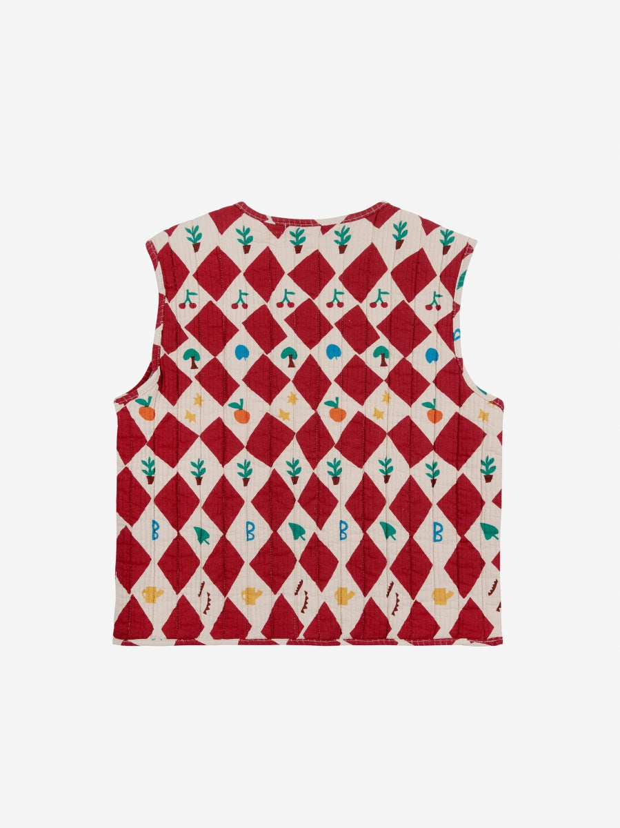 Harlequin all over quilted vest