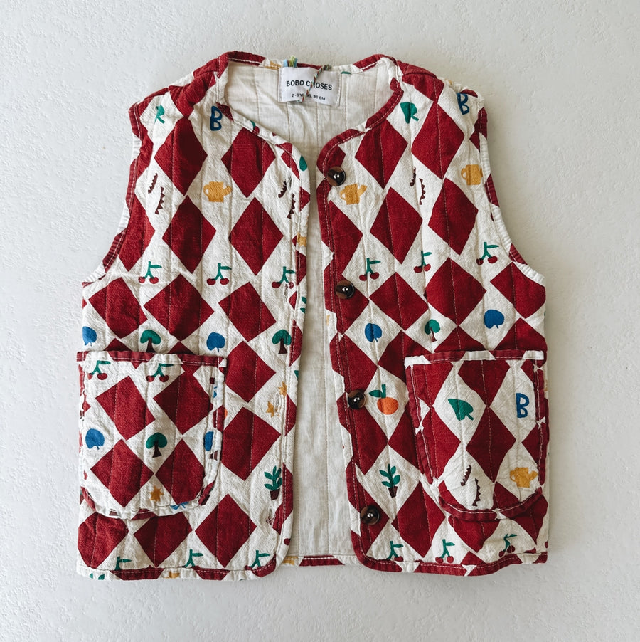 Harlequin all over quilted vest