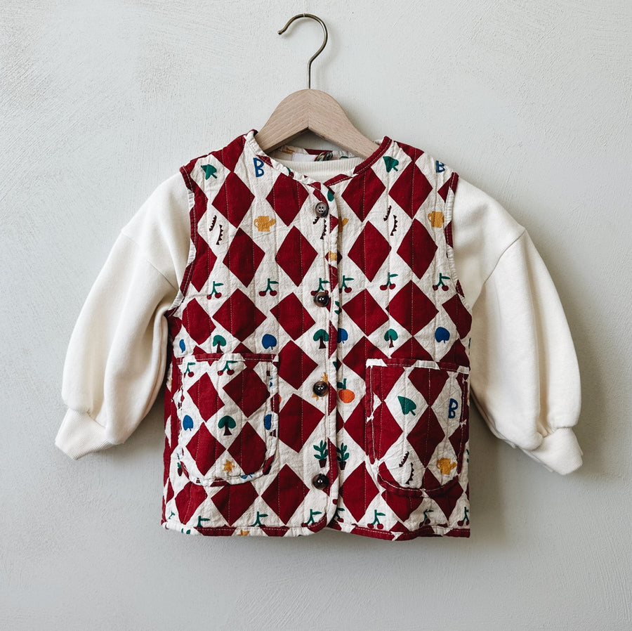 Harlequin all over quilted vest