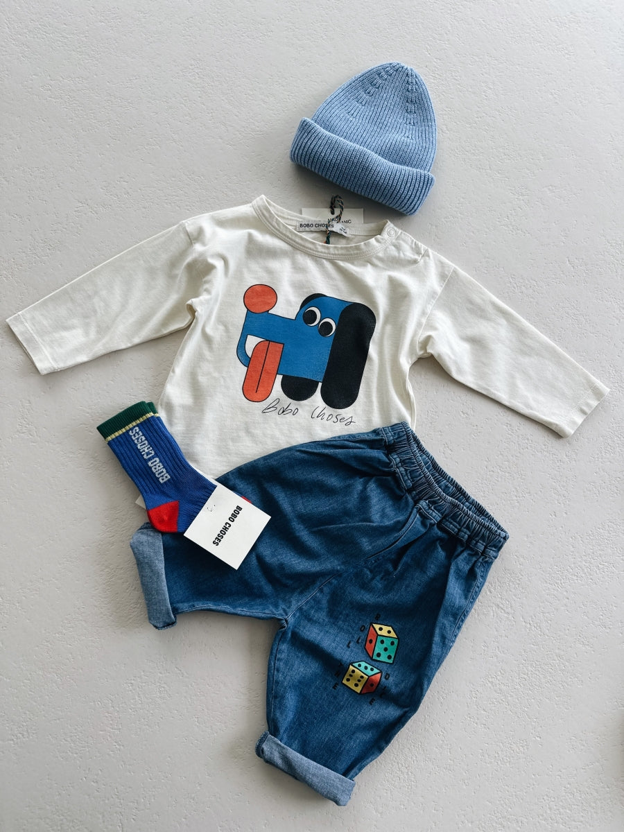 Roll The Dice light denim pants - baby