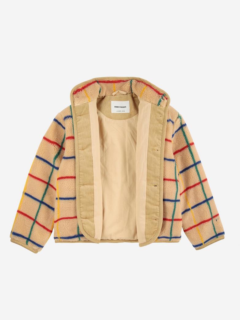 Color stripes sheepskin jacket - kids