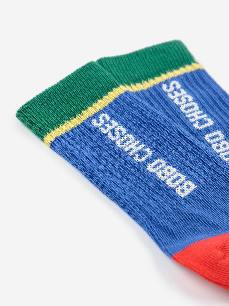 Baby color block long socks - blue