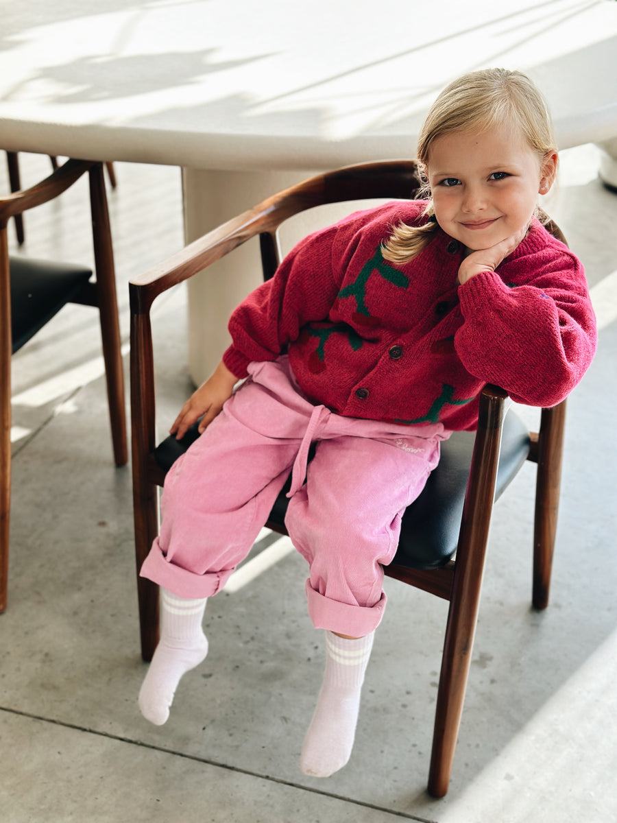 Bobo Choses pink corduroy straight pants