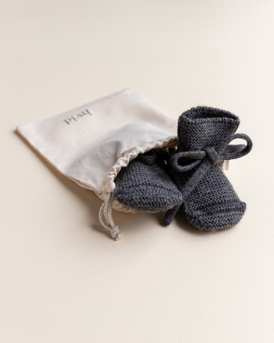 Booties 0-9m - Charcoal