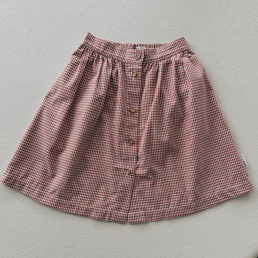 MIDI BUTTON SKIRT CHECK REDWOOD - LAST ONE 98