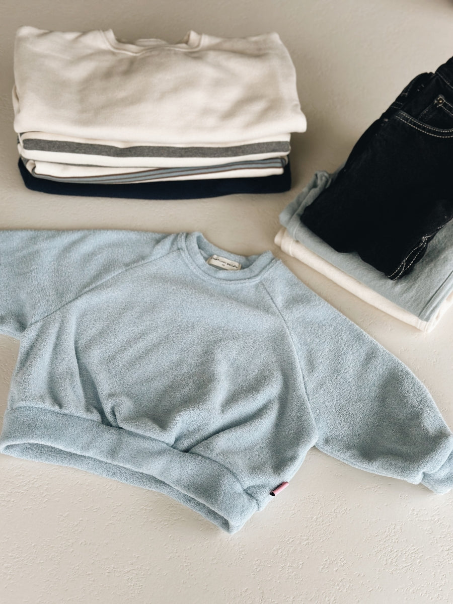 SOFT TERRY BLUE SWEATER - 1y up to 6y