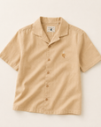 Ron Linen Blend Banana Embroidered Lido Shirt