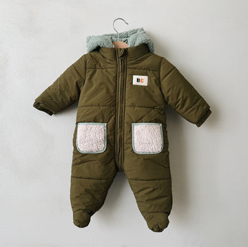 BABY COLOR BLOCK HOODED OVERALL