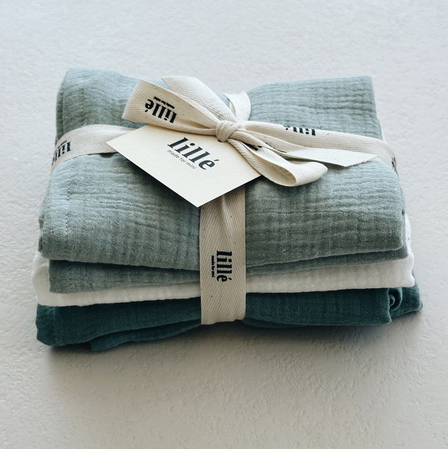 MUSLIN CLOTHS 3 PACK - giftset perfect green