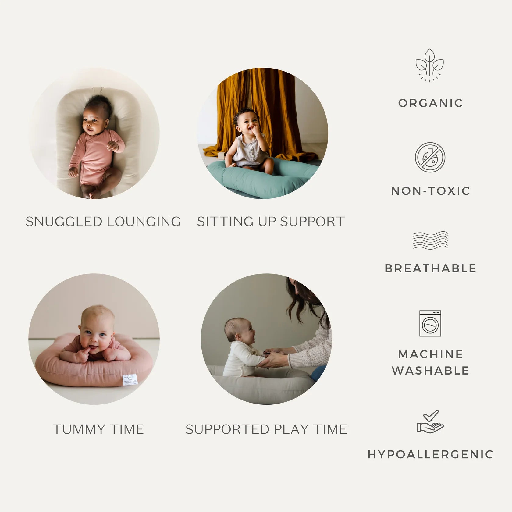 SNUGGLE ME ORGANIC NESTJE - sparrow