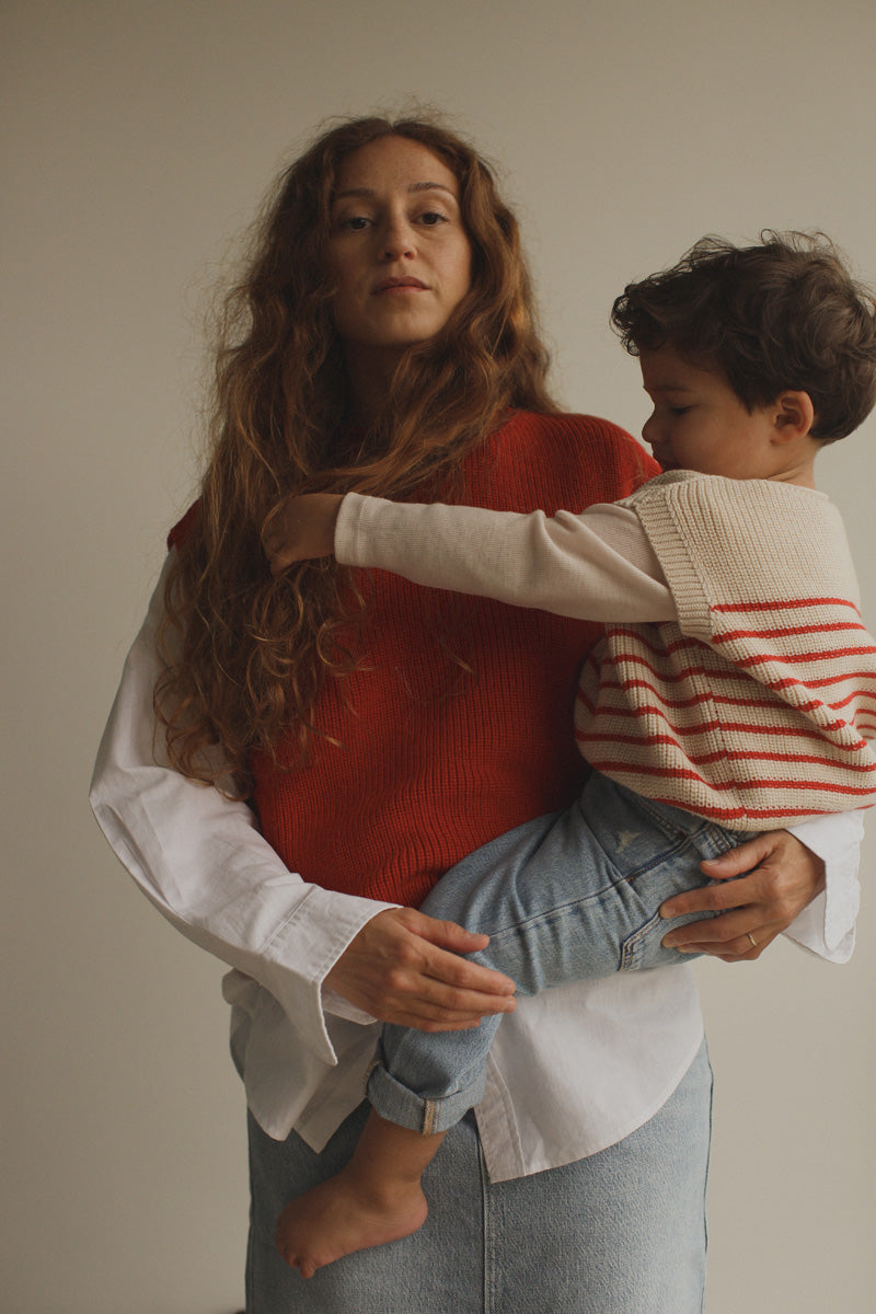 VEST HARVEY KIDS - cream/red
