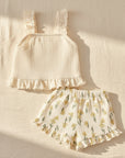 Baby Andi Ribbed Top & Printed Pointelle Shorts Set