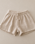 EMBELLISHED PIQUÉ SHORTS ECRU - KIDS
